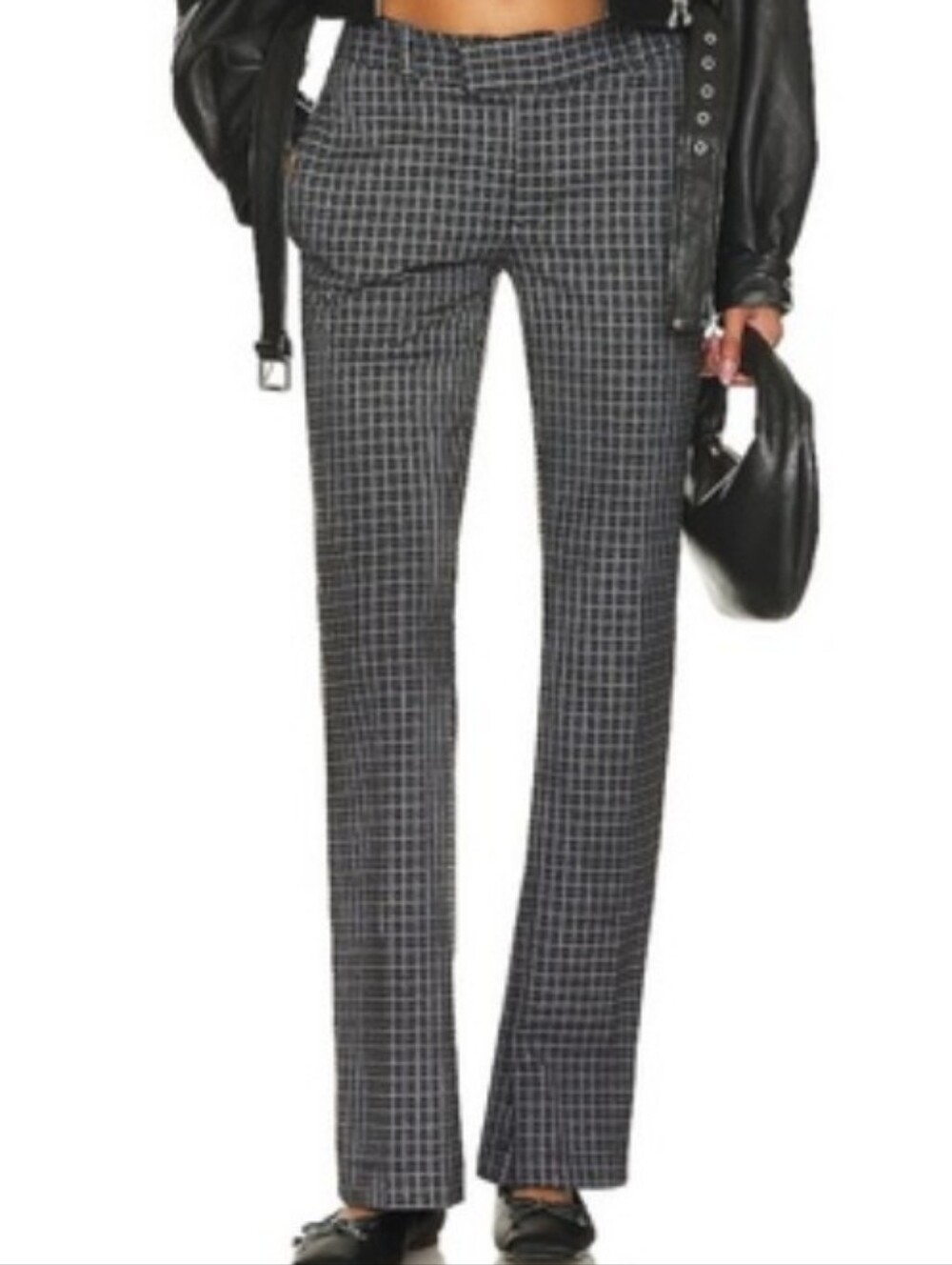Free People Plaid Jana Flare Trouser In Gray And Black Size 0